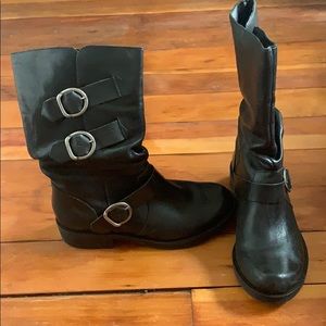 Combat Boots Black Leather Size 5.5